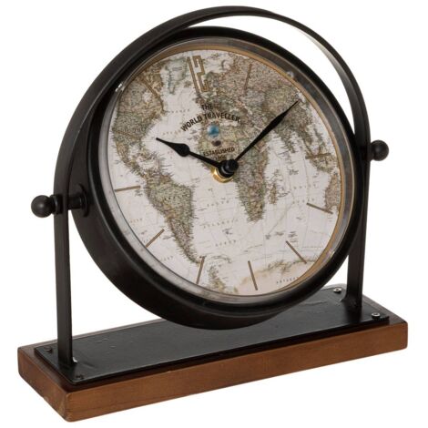 Orologio Da Tavolo Atmosphera In Metallo Nero Con Meccanismo A Vista, Altezza 34 Cm