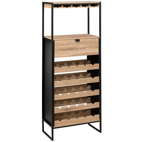 Mobile bar aliaj x25 bottiglie effetto rovere naturale - 5five (1/5)