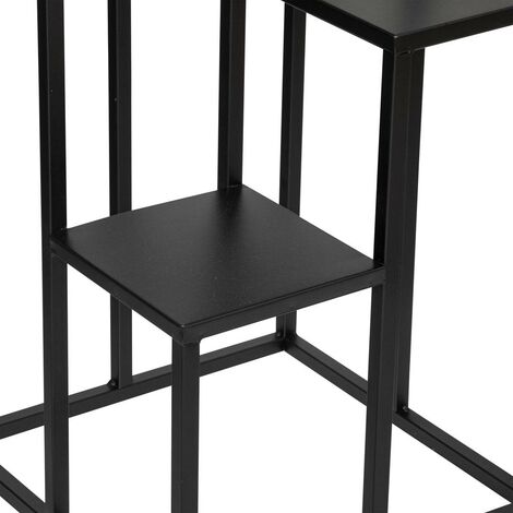 Supporto Per Piante In Metallo Stile Loft HowHomely | Altezza 60 Cm, Piano In MDF Nero, Portafiori Per Interni, Fatto A Mano - 5