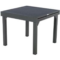 Relaxdays Tavolino da Giardino, HLP: 75x61x61 cm, Tavolo Quadrato da Balcone,  Plastica Effetto Legno e Acciaio, Grigio