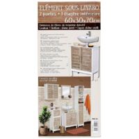 Mobile Lavabo ORNA Effetto Cemento/Bianco, Con Anta E 3 Scomparti Aperti, Per Bagno, 60x60x30 Cm