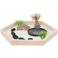 Giardino Zen In Legno Nero 16x20 Cm - Con Buddha, Rastrello, Gong E Candela, Per Decorazione E Relax - Foto 5