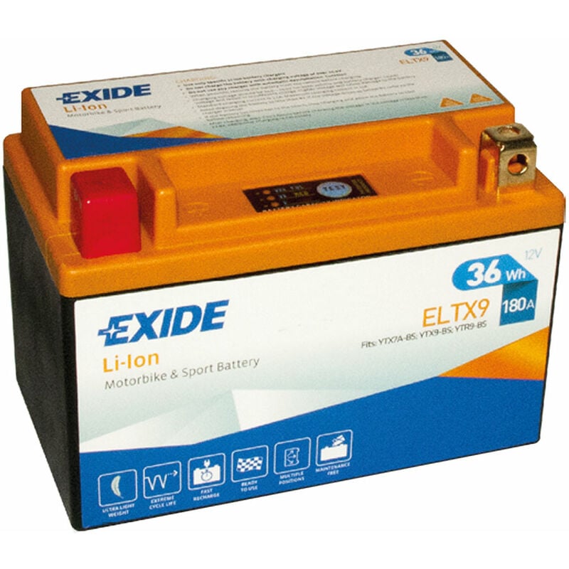 Exide ELTX9 Li-Ion Lithium Motorradbatterie 12V 3Ah 180A inkl. 7,50€ Pfand