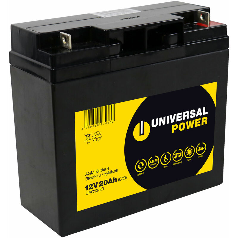 Universal Power AGM UPC12-20 12V 20Ah (C20) AGM Batterie