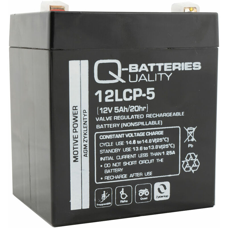Q-Batteries 12LCP-5 12V - 5Ah AGM Batterie zyklenfest
