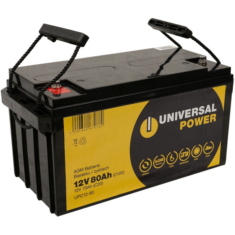 Universal Power UPC12-80 12V 80Ah (C100) AGM Solarbatterie Wohnmobilbatterie