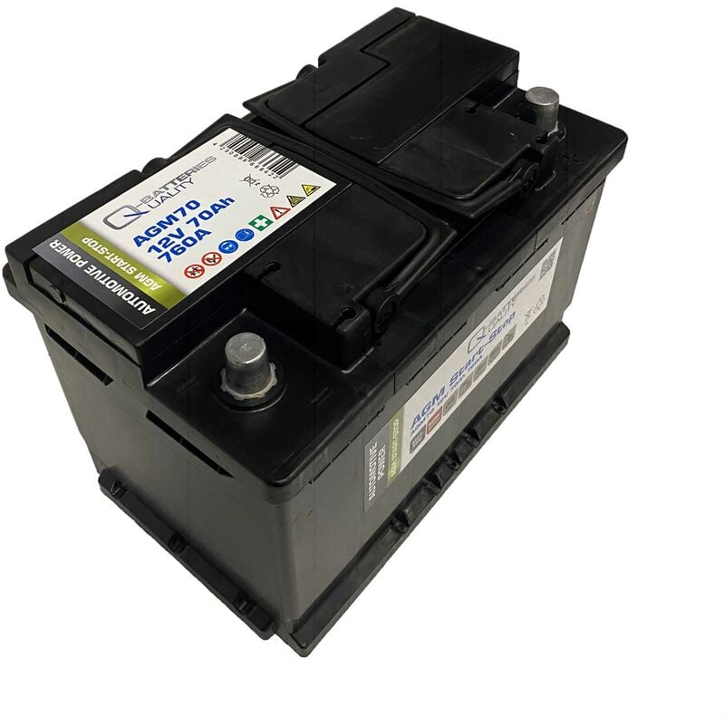 Q-Batteries Start-Stop Autobatterie AGM70 12V 70Ah 760A inkl. 7,50 € Pfand