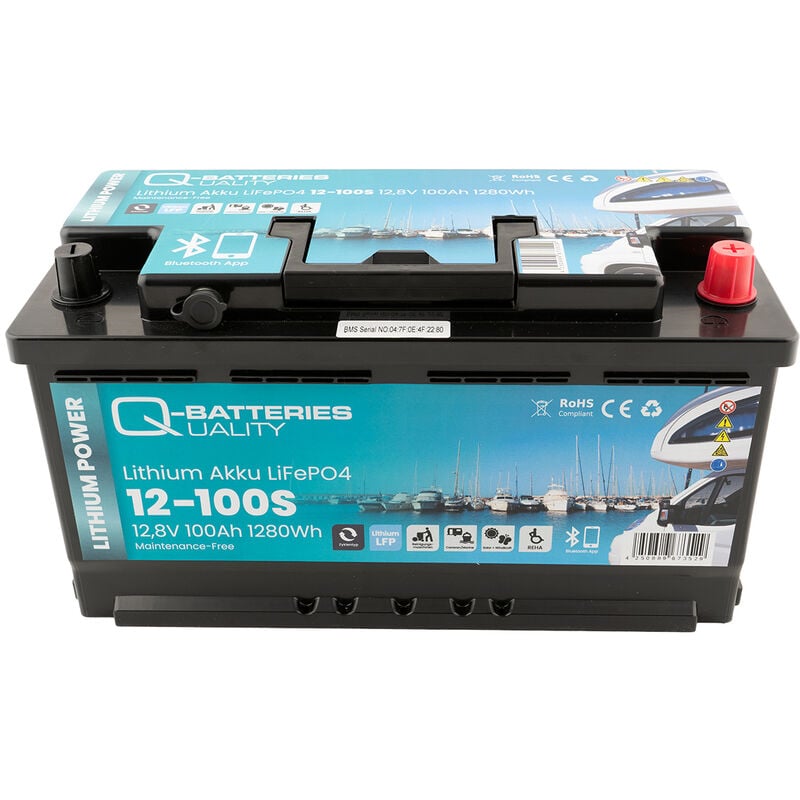 Q-Batteries Lithium Akku 12-100S 12,8V 100Ah 1280Wh LiFePO4 Batterie mit  Bluetooth