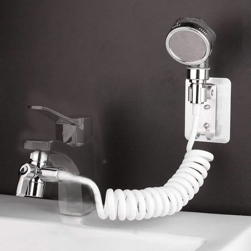 Kit de higiene para inodoro con ducha + Válvula de 3 vías + Flexible +  Soporte mural QUICK PLOMBERIE