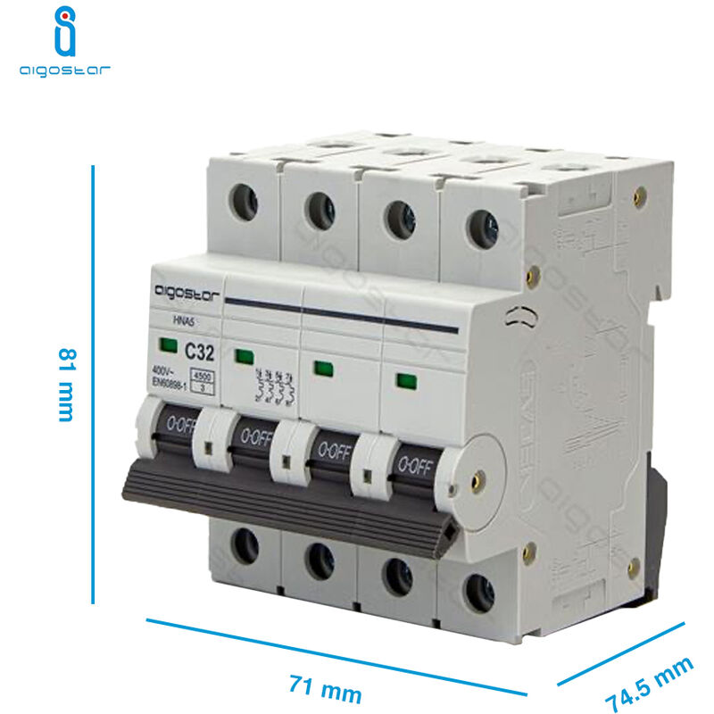 Magnetotérmico 2 Polos 16A corte 10kA curva C Revalco uso industrial