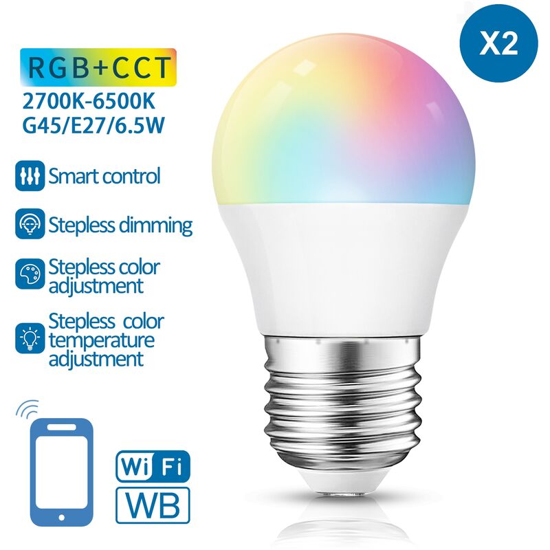 Bombilla LED RGB regulable P45 E14/4,8W/230V 3000K + mando a distancia