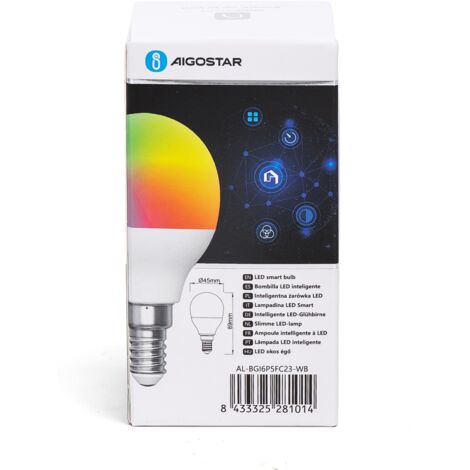 LAMPADINA LED SMART WIFI E14 G45 6.5 W ALEXA GOOGLE HOME 2 PEZZI RGB+2700K