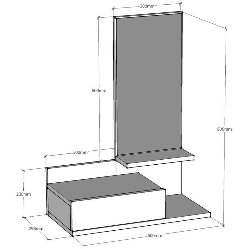 MOBILE INGRESSO SOSPESO AMY Gihome ® bianco rovere mensola cassetto  specchiera EUR 101,89 - PicClick IT