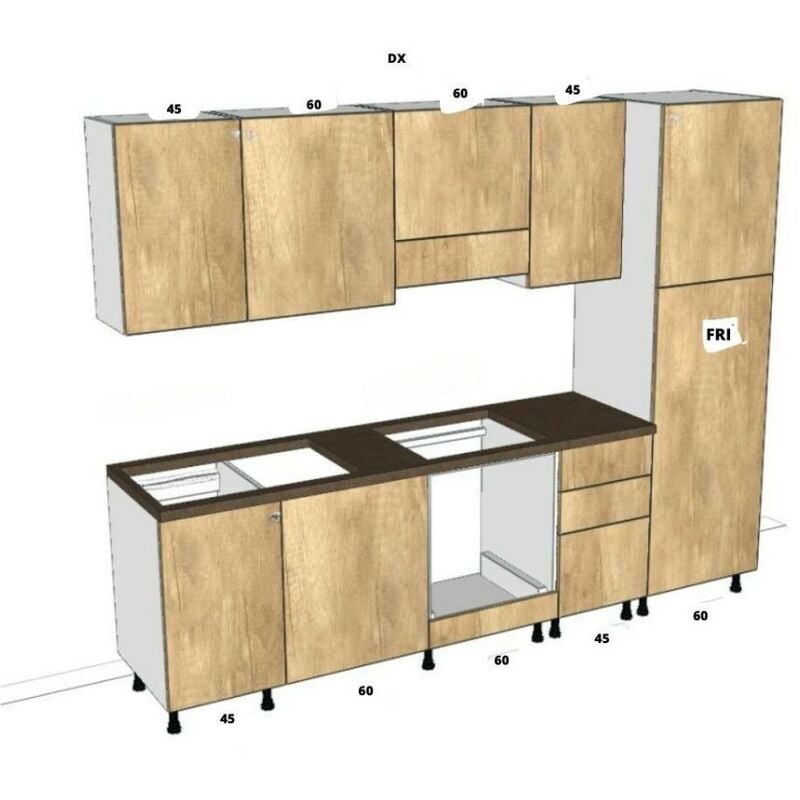 Cucina bianco opaco Rosmarino 270 x 217H con lavastoviglie destra