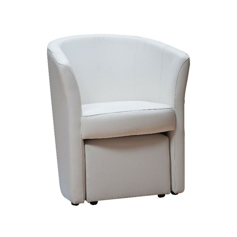 Poltrona Annaluna, Poltrona da salotto, 100% Made in Italy, Poltroncina  relax in ecopelle, Cm 70x60h74, Bianco, con imballo rinforzato