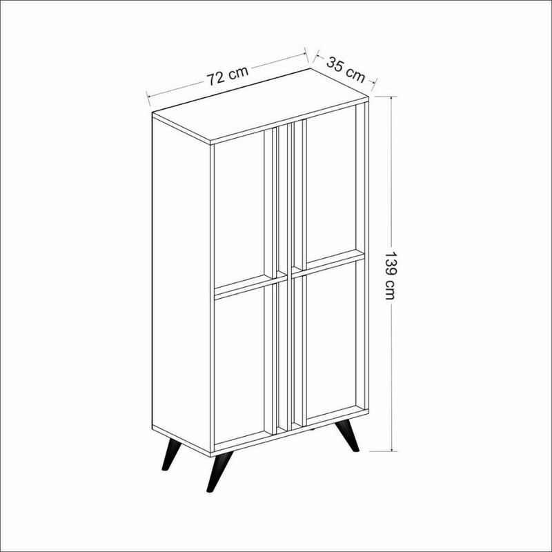 Credenza alta 4 ante antracite noce Rilla 72x139