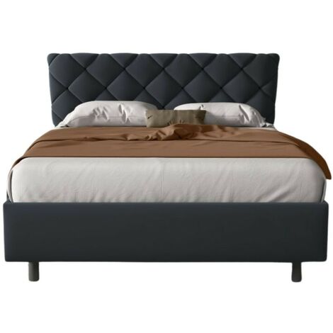 Letto Cody matrimoniale contenitore con testiera trapuntata colore turchese