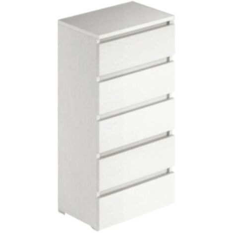 Cassettiera 5 cassetti 47x40x127h MONTATA colore bianco frassinato
