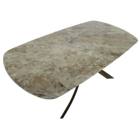 Tavolo ovale piano ceramica marrone senna lucido Borbone 180x90x76h gambe ottone