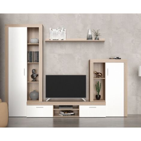 Parete attrezzata rovere sonoma e bianco Nobel 263,1x40x202h