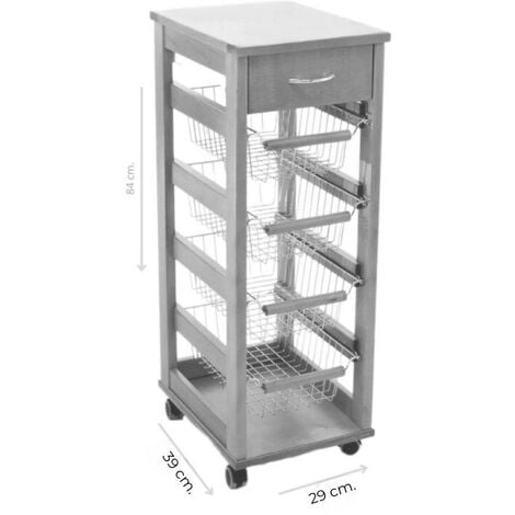 Carrello da cucina salvaspazio 4 cestini estraibili ed un cassetto Vesuvio colore bianco