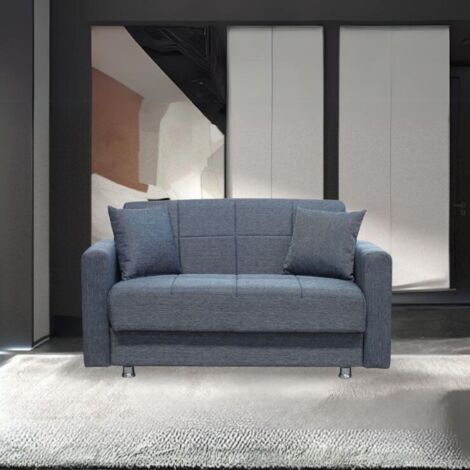 Divano Letto 2 Posti In Velluto Grigio - Schienale Regolabile, Gambe Legno, Per Appartamenti - Foto 5