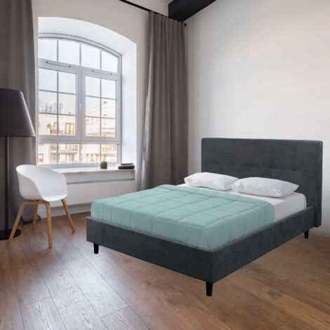 Letto matrimoniale con rete inclusa Snello tessuto colore ash grigio (1/5)