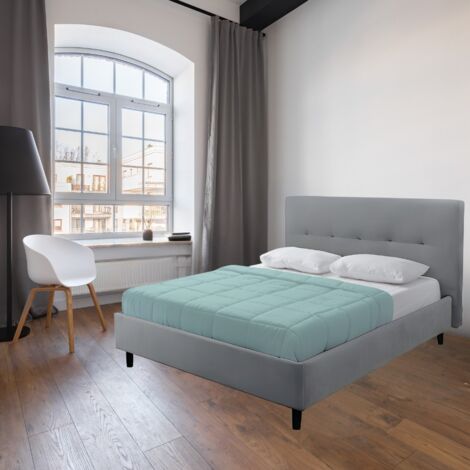 Letto matrimoniale con rete inclusa Snello tessuto colore grigio chiaro (1/5)