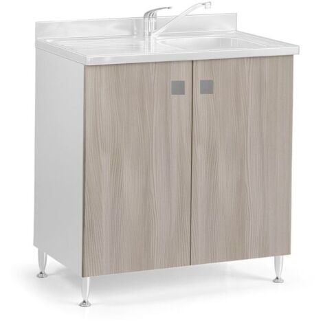 Base da cucina sottolavello colore olmo 80x50x87H MONTATA