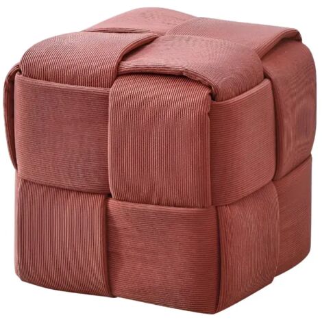 Pouf quadrato colore mattone tessuto effetto intrecciato Den 39x39x39H