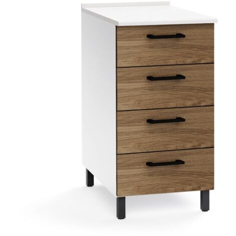 Cassettiera 4 cassetti 40x50x85H colore noce naturale (1/3)
