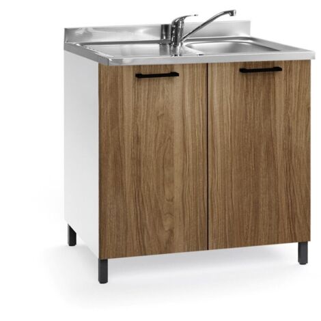 Sottolavello 2 ante 80x50x85H con lavello incluso colore noce naturale (1/3)
