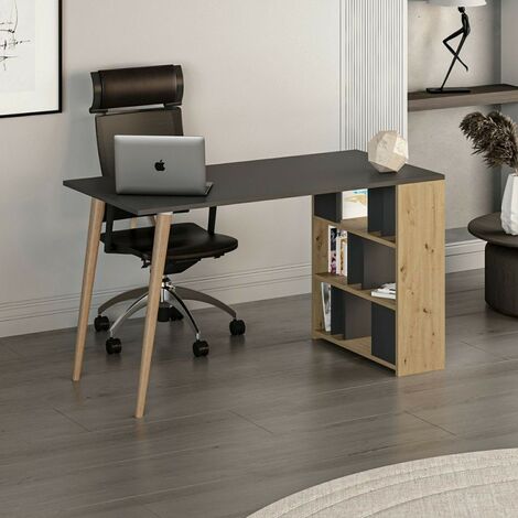 Scrivania Computer 120 Cm Con Ripiano Laterale, Hub Alimentazione E Luci RGB – Nero