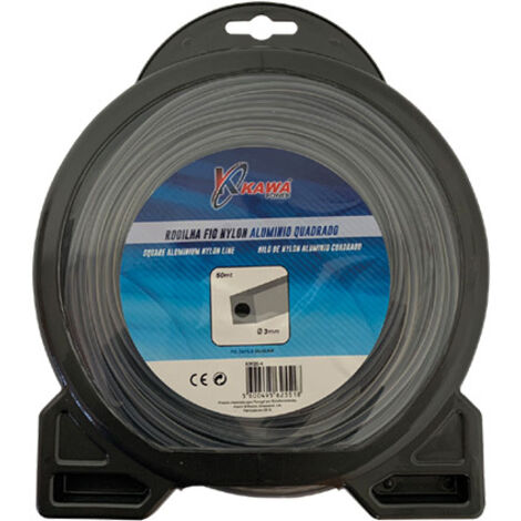 Kawapower Fil nylon carré avec aluminium 2,4 mm 15 m (1/2)