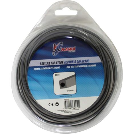 Kawapower Fil nylon carré avec aluminium 3 mm 15 m (1/2)