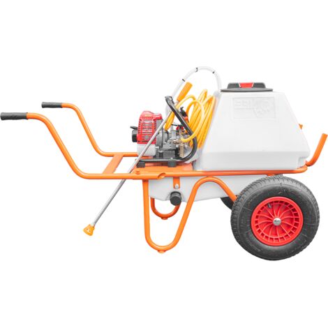 Bricoferr Pulvérisateur sur chariot 2 roues 26 cc 80 L avec tuyau de 10 m et lance de 90 cm (1/5)