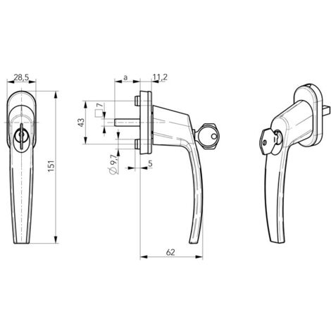 Poignée de fenêtre à clé victory - Finition : Gris Titanium - Carré (mm) : 7x35 - - KINTECH