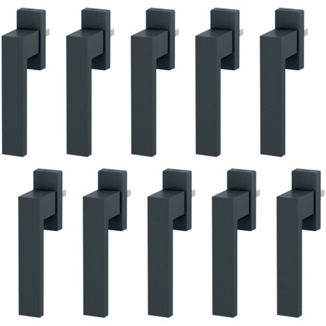 Kintech – Lot de 10 poignées de fenêtre aluminium – Finition gris RAL7016 mat – Crantage 4 positions 90° – Carré 7x35 mm