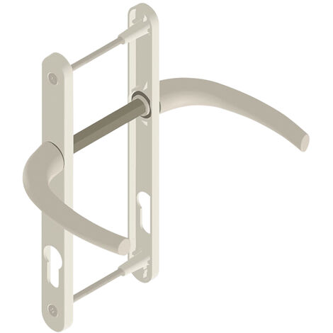 Kintech – Garniture rio-e sur plaques 32mm – Finition blanc RAL9016 – Carré 8mm – Entraxe 92mm – Fixations 195mm – Épaisseur porte 58-70mm