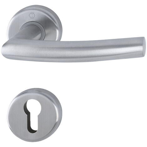 Hoppe – Garniture alta inox sur rosaces rondes Ø52mm – Percement clé I/PZ – Fixation non visible par vis universelles – Pour portes intérieures
