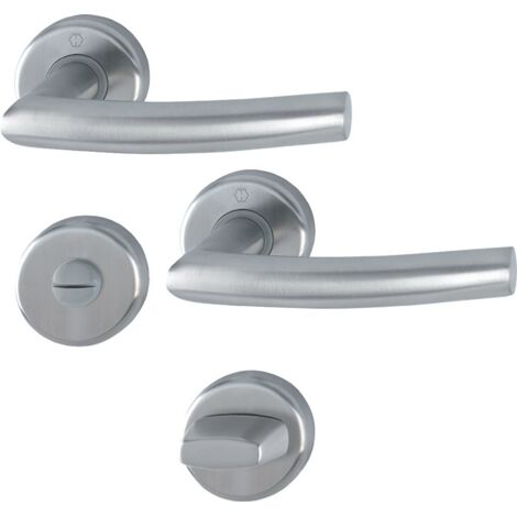 Hoppe – Garniture alta inox sur rosaces rondes 52mm – Percement condamnation sans voyant – Assemblage monobloc durable