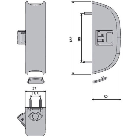 Pêne haut/bas latéral oltre - Finition : Blanc RAL9016 - FAPIM