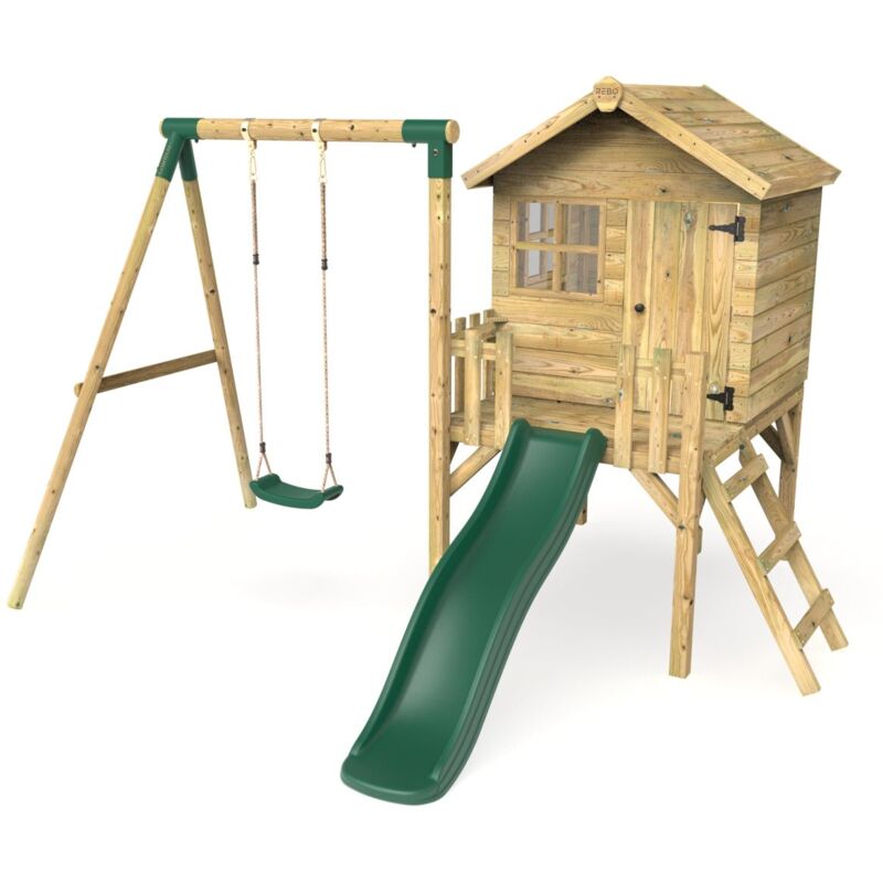 Outdoor playhouse with slide and swing deals