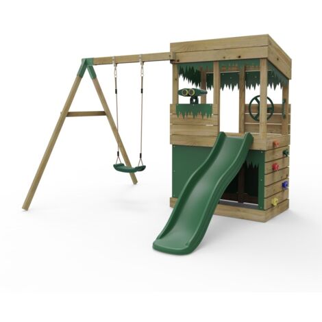 Wooden Lookout Tower Playhouse with 6ft Slide - Yellowstone (1/5)