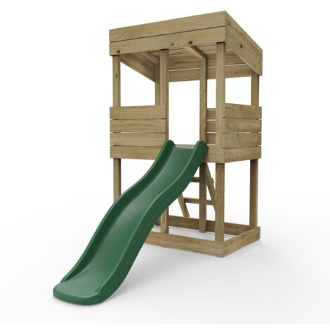 Rebo Children's Wooden Lookout Tower Playhouse with 6ft Slide