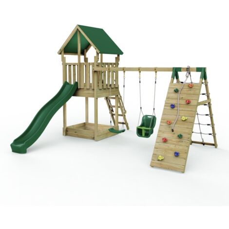 Rebo Modular Wooden Climbing Frame Adventure Playset - Swing and Climb Haldon (1/5)