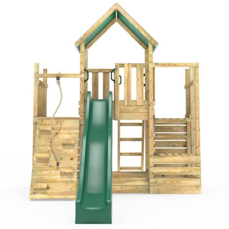 Rebo Modular Wooden Climbing Frame Adventure Playset - M21 with Ramp