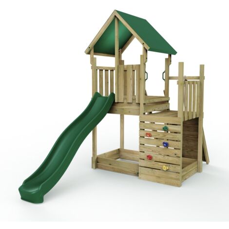 Rebo Modular Wooden Climbing Frame Adventure Playset - M3 plus Ramp