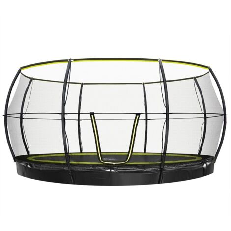 Rebo 14ft Inground Base Jump Trampoline with Halo ll Enclosure