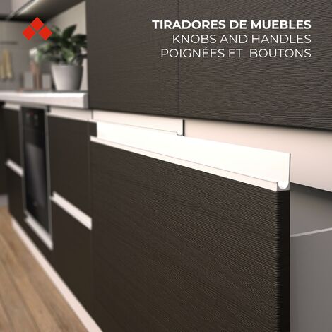 Tirador de Asa para Mueble  Estilo Contemporáneo  Fabricado en Aluminio  Acabado en Blanco mm  Medidas 2974316 mm  Sistema de Fijación  1 Unidad